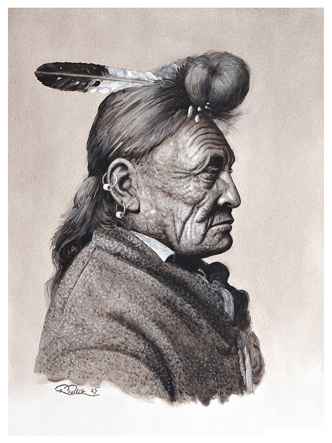 Portrait of Hoop on the Forehead - A Crow Indian